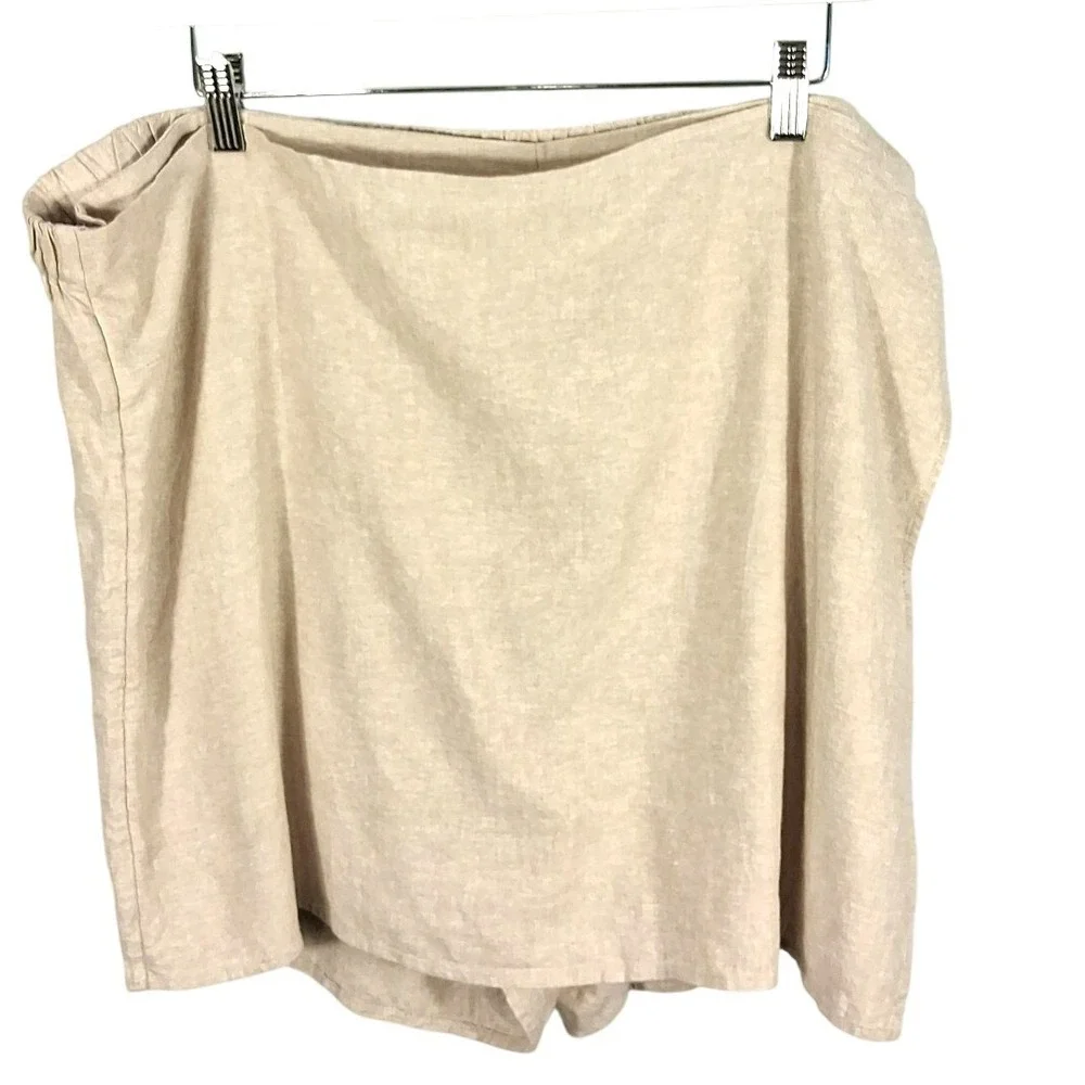 Old Navy Linen Blend Wrap Skort XXL Beige Side Tie‎ Coastal Quiet Luxury Summer